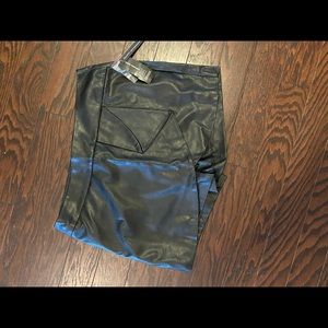 NWT! INC Black Leather Shorts with Skirt Front